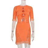 Sexy Tassel Lace Mini Dress Hollow Out Mesh Bodycon Dresses 2021 Summer Night Club Party Flocking Fairy Core Fall