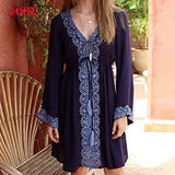Women Dress 2019 Bohemian Dresses White Casual Beach Cotton Dress Tunic For Beach Patchwork Shirt