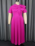 Fongt Elegant Waist-To-Threate Dress Rose-Red Large Bow Elegant Evening Dress Plus