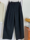 Fongt Recommendation! Trans-Empty Hammer! Temperament Black Waist Design Thin Thin Broad Leg Pants