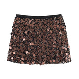 Fongt Women's Autumn And Winter Temperament Light Fashion New Party Squin Mini Skirt