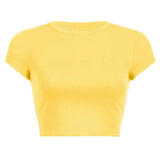 Fongt Women's Summer Solid Color Multi-Color Short Fashion T-Shirt Acceptable With A