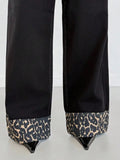 Fongt Straight Trousers Feet Spliced Leopard Trousers Babes Essential Personality Leopard Print Base Black High-Waisted Thin Jeans