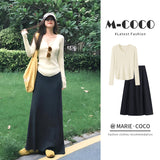 Fongt Autumn Dress With A Full Set Of Oceanish Fashion Age Reduction Knitted Shirt Women's Bag Hips Half-Body Skirt