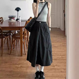 Fongt Gray Work Clothes Skirt Large Size Drawstring Cover Quick Dry A Word Umbrella Skirt Fatmm Thin Skirt Autumn