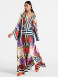 Fongt Summer Printed Seven-Sleeve Collared Dress