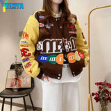 Bomber Woman American Racing Jacket¡®s Varsity Jacket Printing Long Sleeve Stand Collar Jackets Unisex Bombers Coat