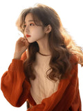 Fongt Year's Popular Color Round-Neck Sweater Women Winter Han Wear A Small Knitted Shirt Lazy Style Good-Looking Top