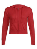 Hooded Crop Knit Cardigan-Outfit
