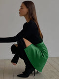 Green Skirt Bandage Mini Split PU Sexy Women Leather Crocodile Pattern Straight Short Skirt E Girl Fashion Skirt
