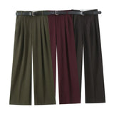 Fongt Women's Clothing 2025 New Women's Winter Belt Double-Folded Pants