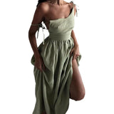 Fongt 2024 Women's Wear Elegant Back Sen Sexy V Neck High Waist Fashion Slip