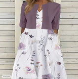 Fongt Ebay Lady Light Mature Temperament Elegant Long Dress Two-Piece Dress-Outfit