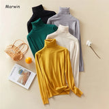New-Coming Autumn Winter Tops Solid Turn-Down Collar Pullovers Female Thick Turtleneck Knitted High Street Women