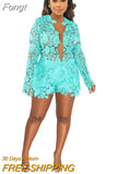 Elegant Fuchsia Crochet Sheer Sut Shorts Set Two-Piece Outfits Spring Fashion Open Front Blazer Suits Set Work