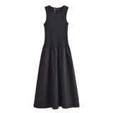 Fongt New Two-Color Splicing Sleeveless Long Vest Dress Dress