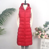 Autumn Winter New Down Jacket Vest Female Thin And Long Korean Version Slim Hooded Horse Clip Vest Tide-Outfit