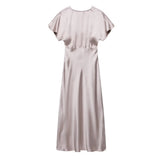 Fongt 2025 New Women's Temperament Silk And Simoufry Dress