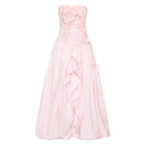 Famous Style Collation Three-Dimensional Flower Design Braid Dress Dress 2025 New Long Open Dress Women's