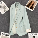 Fongt Suitcase Women's 2025 Spring New Korean Style Suit Blue Blast Street Ocean Design Sense