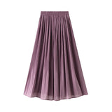 Pleated High Waist Skirt Female 2020 Summer Solid Chiffon Long Skirts For Women Korean Casual Midi Pleated Skirt