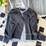 Fake Two Knitted Cardigan Women's Spring And Autumn 2024 New Design Style Loose Lazy Style Sweater Coat-Outfit