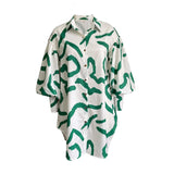 Fongt New Long-Sleeved Print Bubble Sleeves Loose Large-Size Shirt Dress Dress