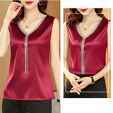 Crop Top Women V-neck Tassel Women's T-shirt Solid Vest Ladies Tops Summer Tank Top Chiffon Blouse White Woman