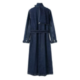 Fongt New Cowboy Belt Long Wind Coat 3607271