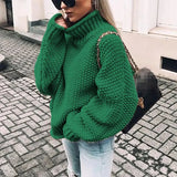 Fongt Women's WISH Turtleneck Long Sleeve Jumper Loose Casual Knit Sweater