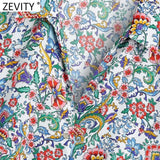 2021 Women Sweet Colorful Floral Print Side Split Kimono Smock Blouse Female Breasted Shirt Chic Loose Blusas Tops