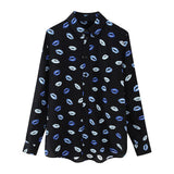 Spring Printed Slim Shirt 2328004 Printed Half Skirt 2496004-Outfit
