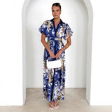 Fongt Collar Lotus Side Top High Waist Three-Dimensional Skirt Half Dress Suit Woman