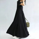 Fongt Summer New Women's V-Neck Bat Sleeves Folding Solid Color Dress Slimming Women's Dress