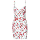 Sexy V-neck Lace Sling Print Temperament Dress-Outfit