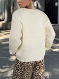 Fongt Yang Autumn And Winter Sweater Women Loose Round Collar Hand Embroidered Bow Jacket Coat