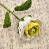 Fongt Doll Line Wine Cup Rose Wool Knitting Rose Bouquet Hand-Woven Eternal Flower Wool Flower Simulation-Outfit
