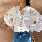 Fongt Spring And Summer Cotton Embroidery French White Shirt Women Long Sleeve Design Shirt Women Shenzhen Oil Women's