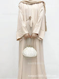 Fongt Robe Skirt Coat Women's Explosive Middle East Turkey Solid Color Big-Size Cardigan 2 Sets