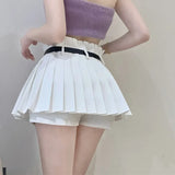 style Korean half skirt Sexy With a belt Anti glare Summer Women's half skirt Pleated skirt Slimming-Outfit