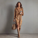 Fongt Women's Clothing 2025 Spring And Summer 2025 New V Tie With Foam Sleeve Cotton Dress