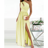 Fongt Women's Wear 2024 Diagonal Shoulder Dress Temperament Sleeveless Sexy High Waist Open Slit Autumn Winter