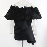 Fongt Spring And Summer Shoulder-To-Shoulder Card Doll Thorny Shape Shirt Shirt Shirt Female 1810