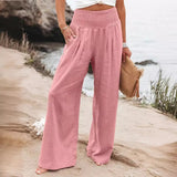 Fongt New Spring Women's Casual Cotton Lint Comfortable Mid-Rise Trousers Women