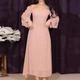 Fongt 2023 New Fashion Solid Color Mesh Stitching Perspective Halter Dress-Outfit
