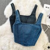 Fongt 2023 Spring Bohemian Art Retro Women's Sling Slim Small Vest-Outfit