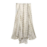 Fongt Women's Holiday Style Snake Print Irregular Wide Swing Skirt 05233882741