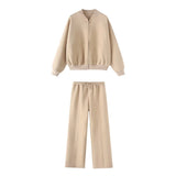 Fongt Bomber Jacket-Style Tunic 3399802 Loose High-Waisted Velvet Trousers 3199800