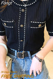 White Tshirt Women Summer 2023 Short Sleeve Top Ladies Pockets Basic T Shirts Knitted Casual Clothes Tee Shirt