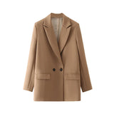 And Summer 2024 New Simple Loose Double-Breasted Suit Jacket New Suit For Women In Spring And Autumn-Outfit